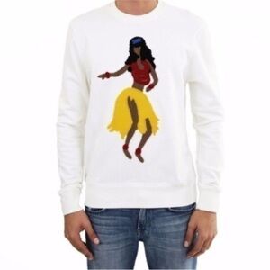 Eleven Paris White Jawai Hula Girl Sweatshirt Pullover